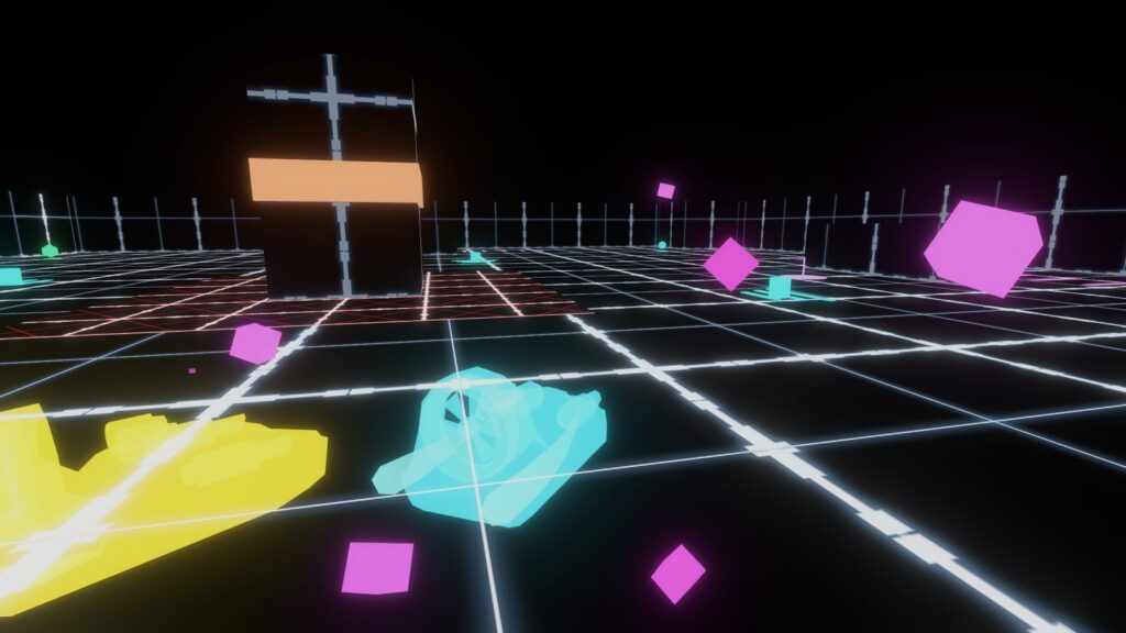 Close-quarters fight around the reactor pit in the HoloCraft Arena Core arena