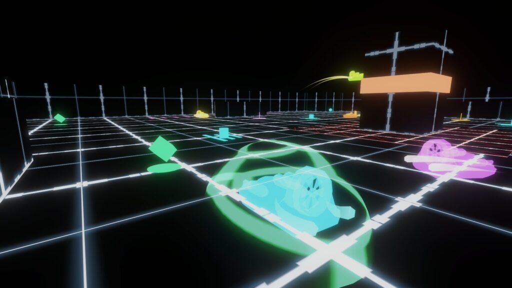 A hovercraft protected by the Shield power-up dome in HoloCraft Arena