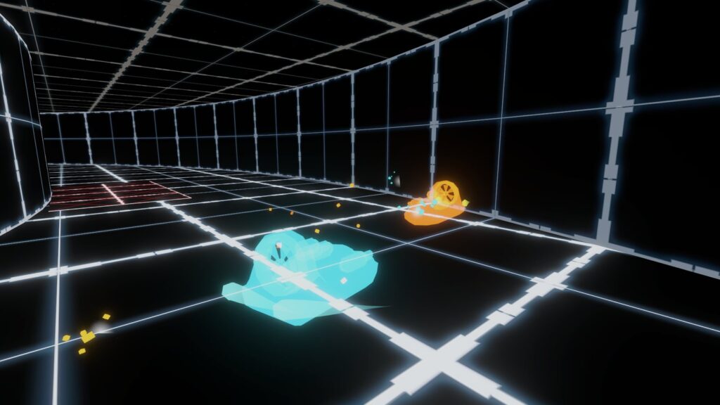 A hovercraft drifting through the ring tunnel in the HoloCraft Arena Tunnels arena